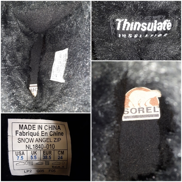 Sorel Snow Angel Zip Winter Insulated  Waterproof Black Womens Boots Sz 7.5 - Picture 5 of 14